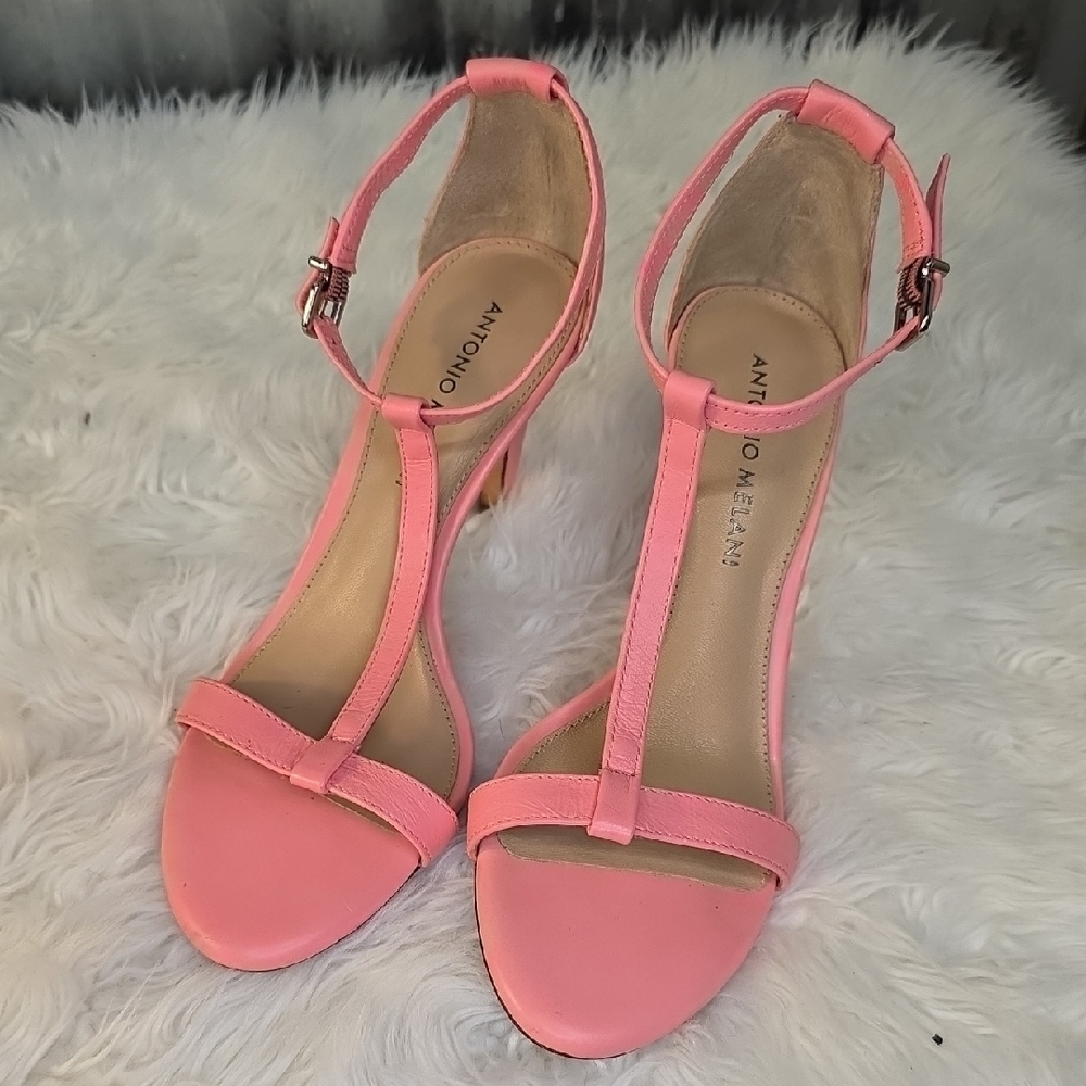ANTONIO MELANI Pink T-Strap Heels - Picture 1 of 7